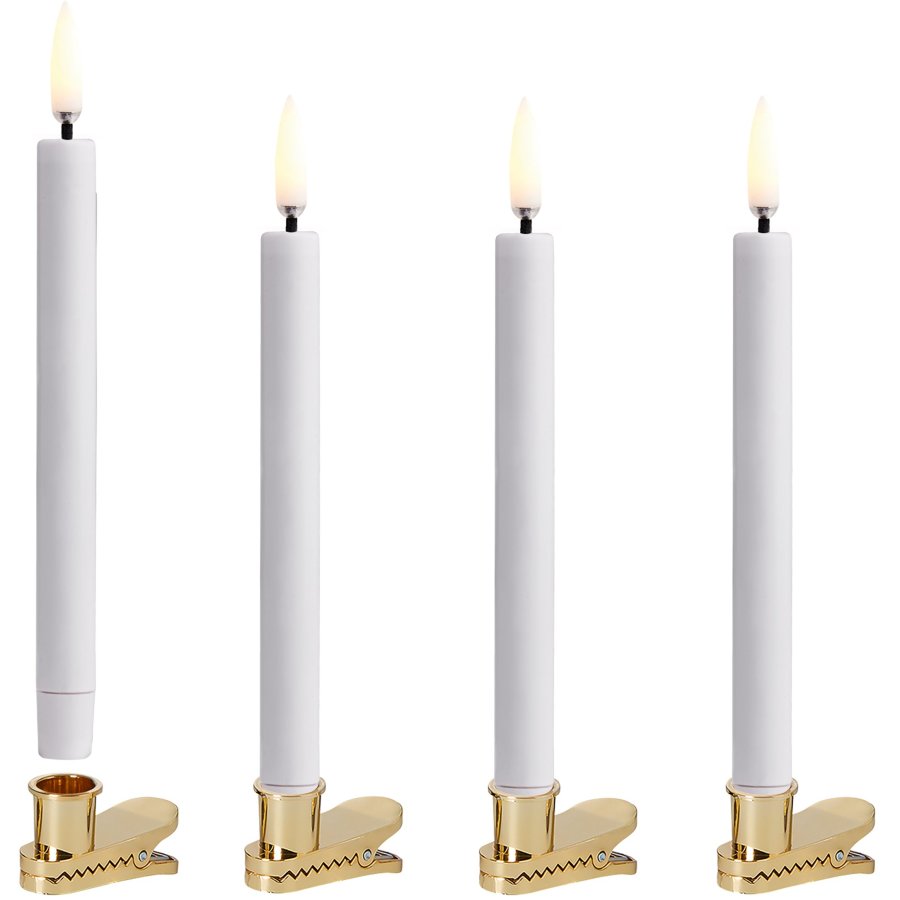 Uyuni Lighting Juletrslys m. Klips LED 4 stk. 1,3xH13,8 cm, Hvid Plastik
