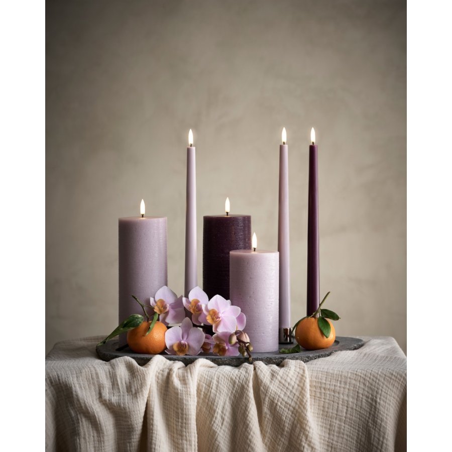 Uyuni Lighting Bloklys LED 7,8xH15 cm, Light Lavender/rustik
