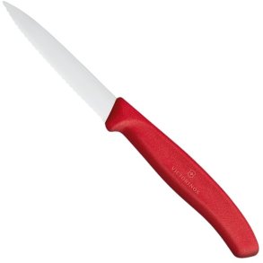 Victorinox Grøntsagskniv Spids Bølgeskær 8 cm, Rød