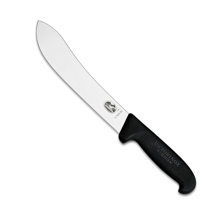 Victorinox Slagterkniv m. Bred Spids 20 cm, Sort Fibrox