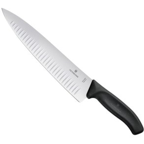 Victorinox Kochmesser Tranchiermesser Kullenschliff 25 cm, Fibrox Schwarz