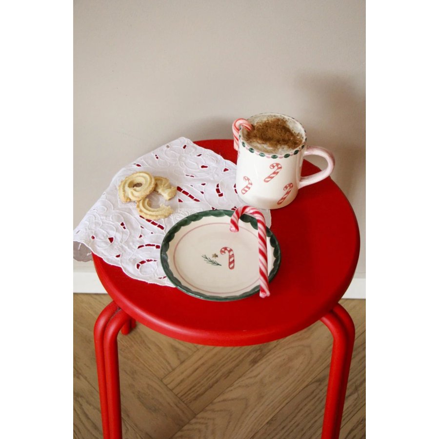 RICE Christmas Hand-Painted Teller 15 cm, Candy Cane