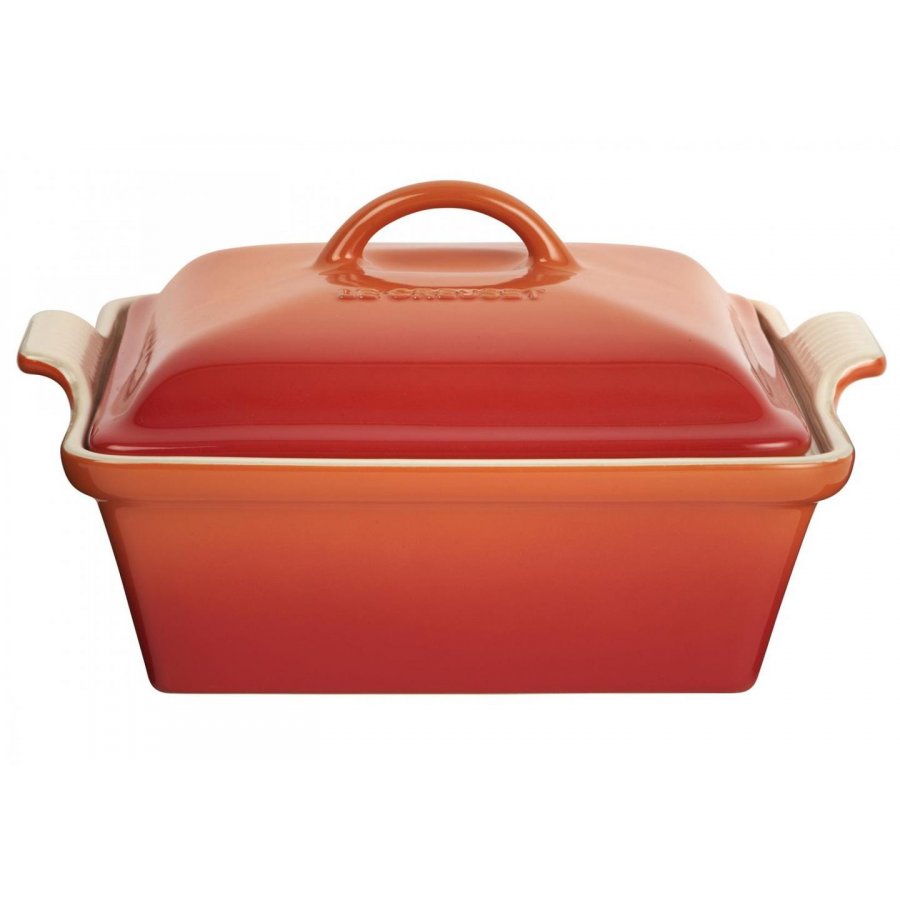 Le Creuset Heritage kvadratisk fad  m/lg 2,4 L/23 cm, Volcanic orange