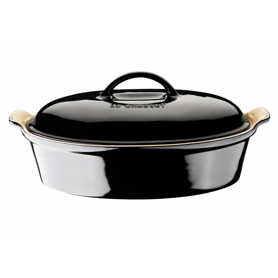 Le Creuset Heritage oval stegeso m/lg 36 cm / 3L Sort