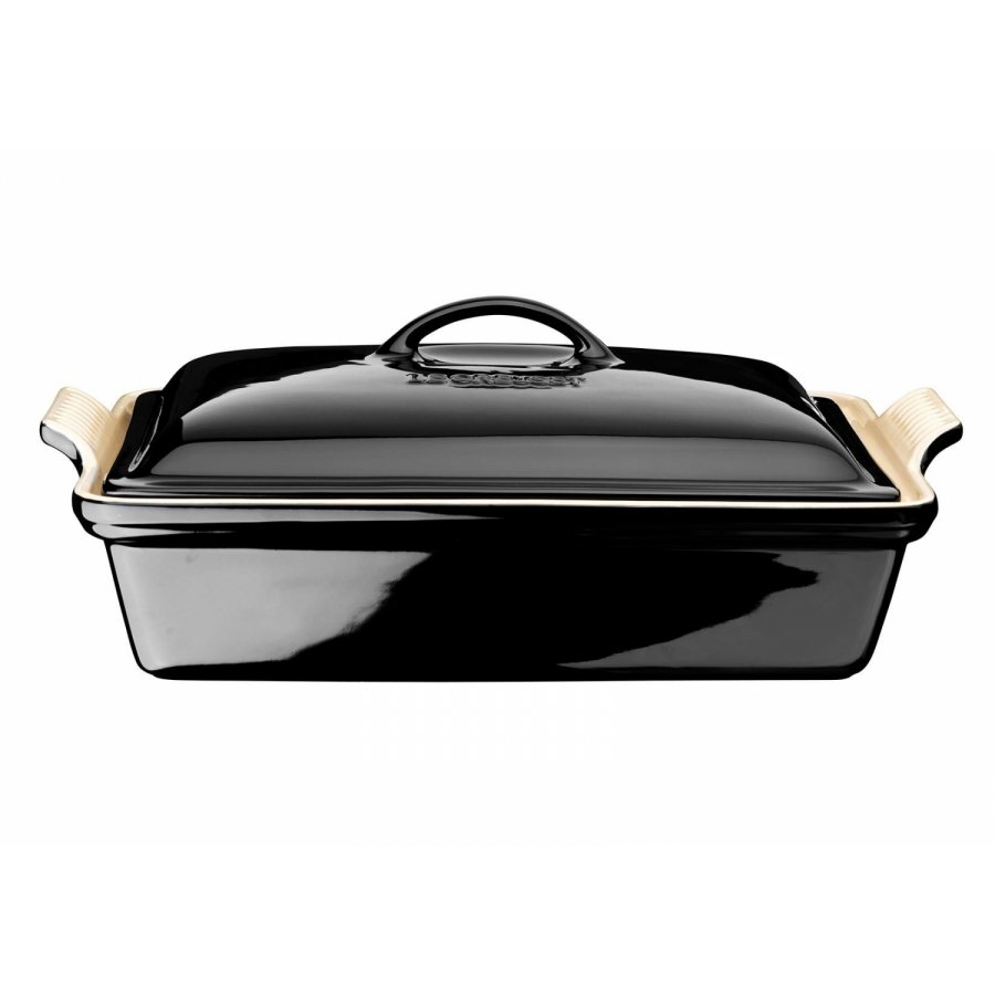 Le Creuset Heritage Rektangulrt Fad m. Lg 33 cm/3,8 L, Sort