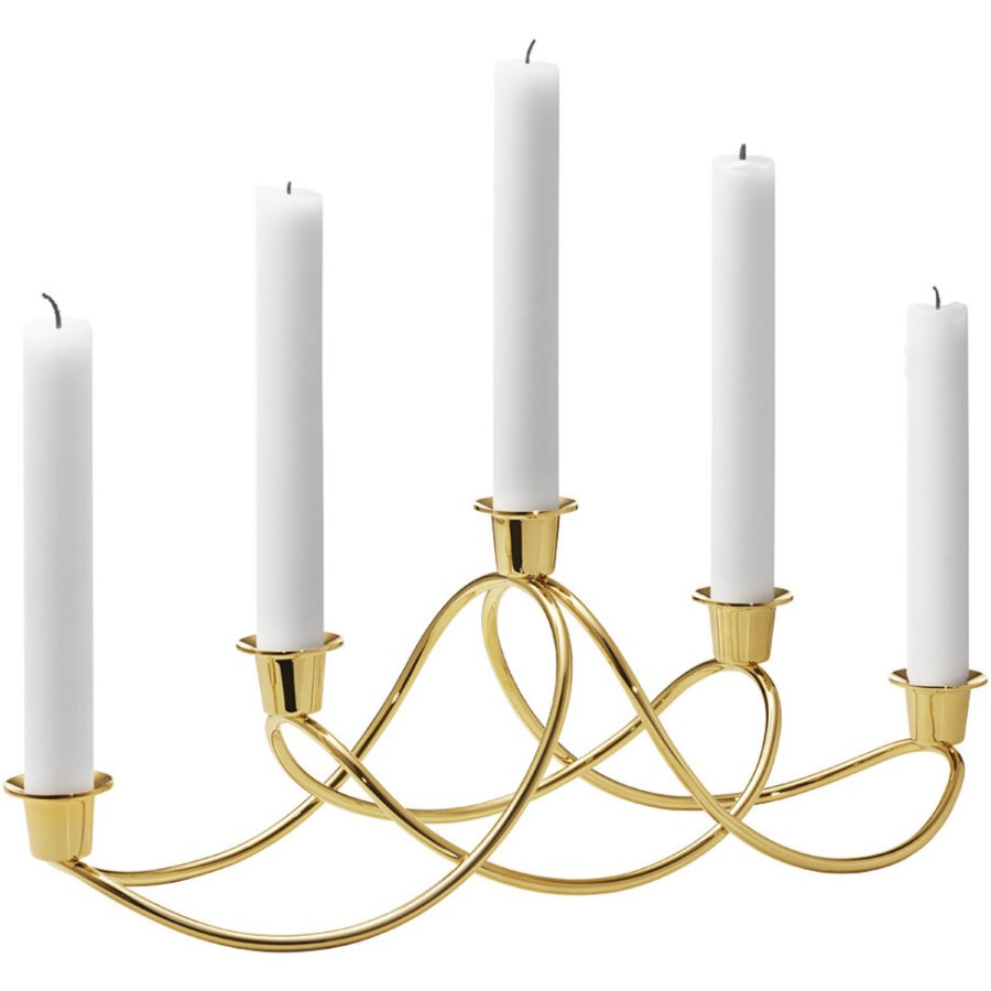 Georg Jensen Harmony Kerzenständer 42 cm, Vergoldet