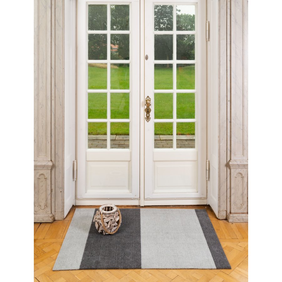 Tica Copenhagen Stripes Horisontal Gulvmtte 90x130 cm, Steelgrey/Lysegr