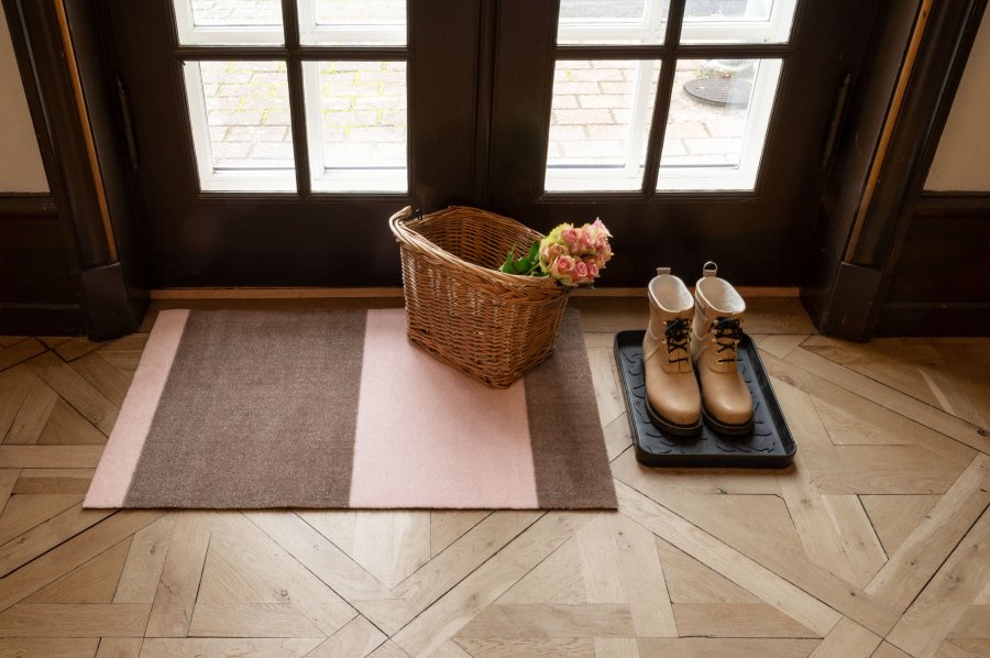 Tica Copenhagen Stripes Horisontal Gulvmtte 60x90 cm, Sand/Lyserd