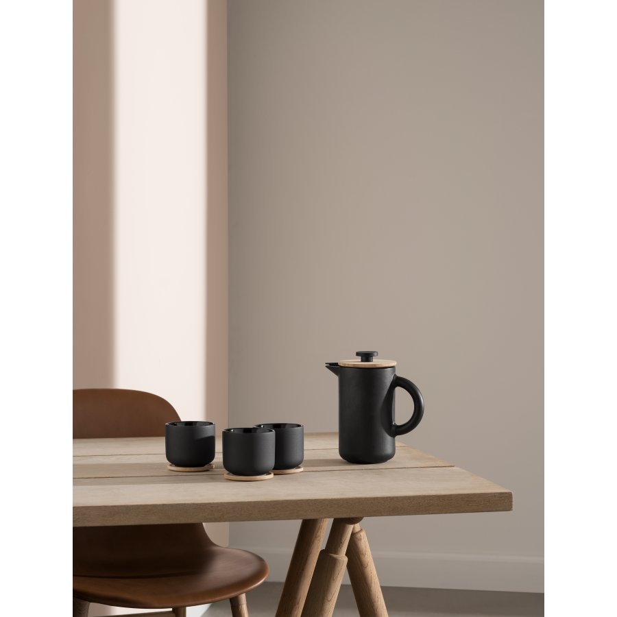 Stelton Theo Tasse mit Untertasse, Schwarz