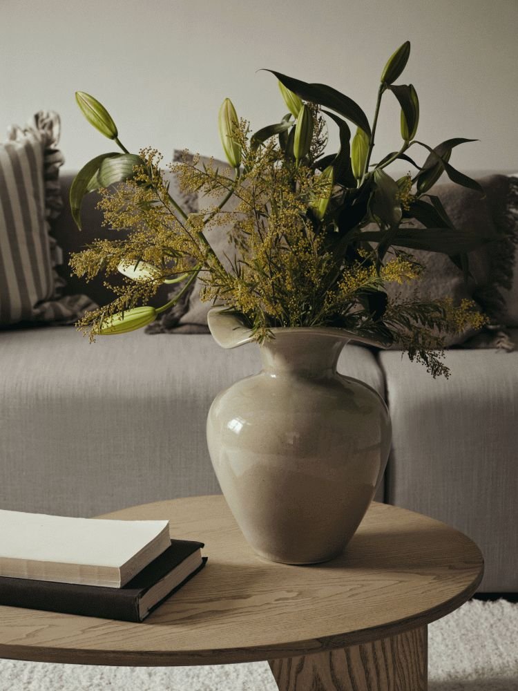 Broste Copenhagen Florentina Vase H32cm, Beige