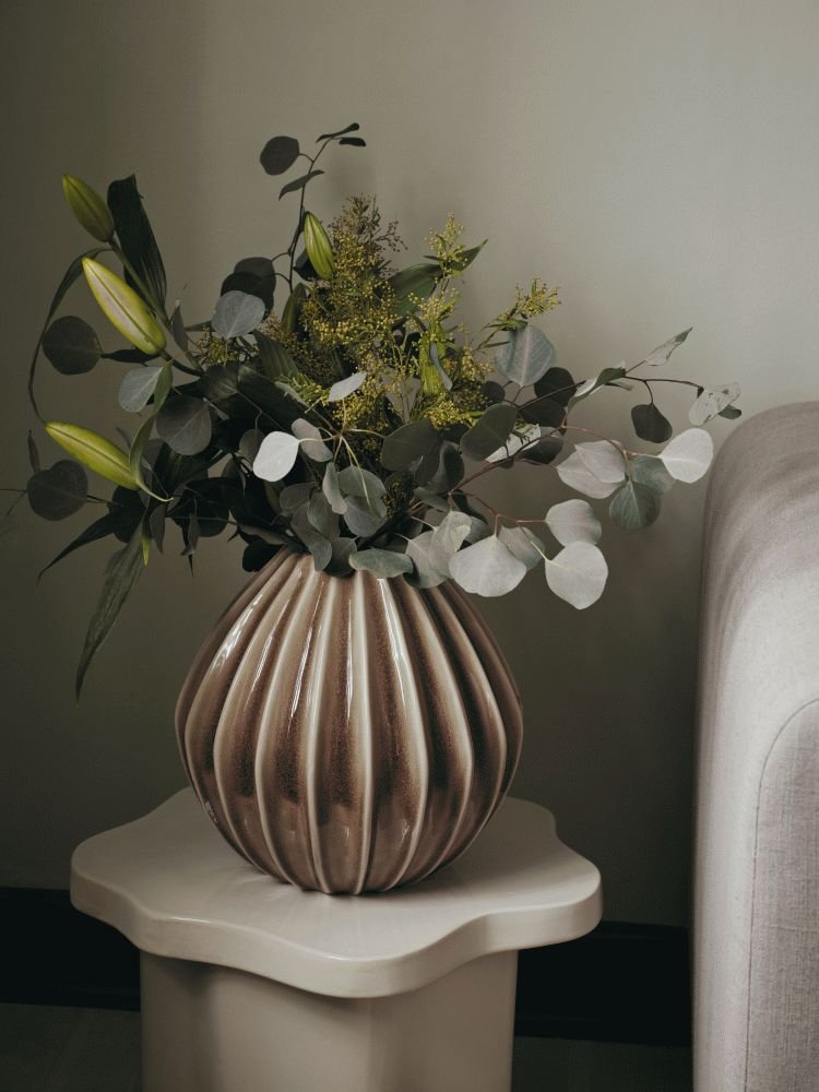 Broste Copenhagen Wide Vase H30 cm, Brun