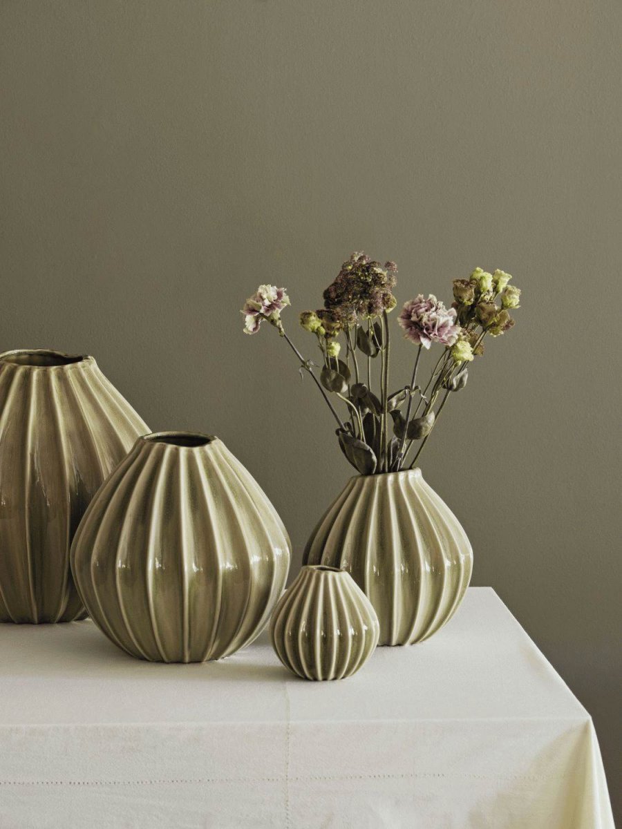 Broste Copenhagen Wide Vase H30 cm, Gr�n