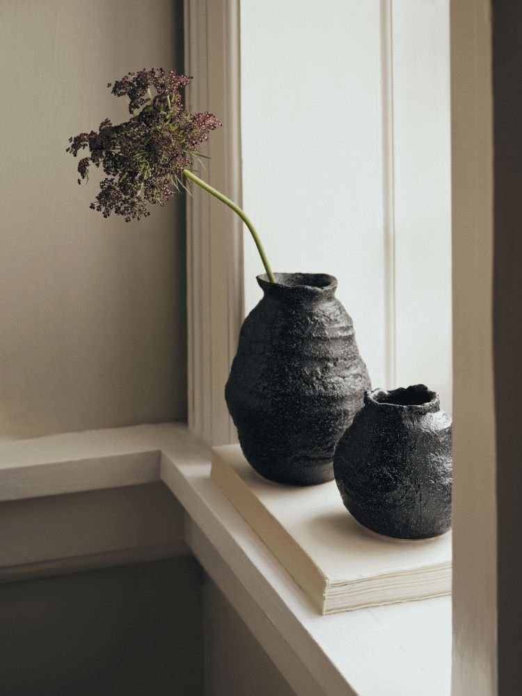 Broste Copenhagen Alma Vase H10cm, Schwarz