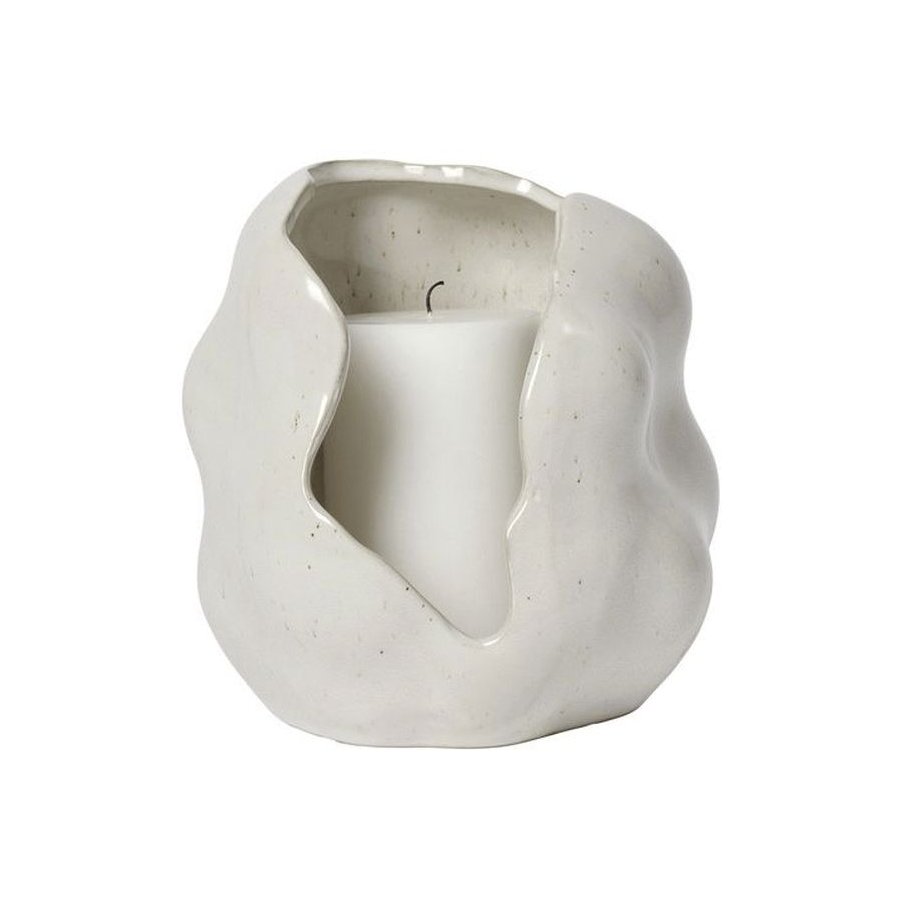 Broste Copenhagen Hekla Stumpenkerzenhalter H16 cm, Wei&szlig;