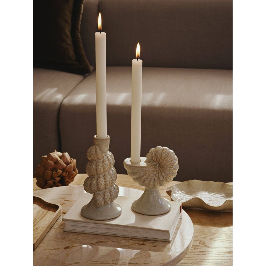 Broste Copenhagen Shelly Lysestage H15 cm, Hvid
