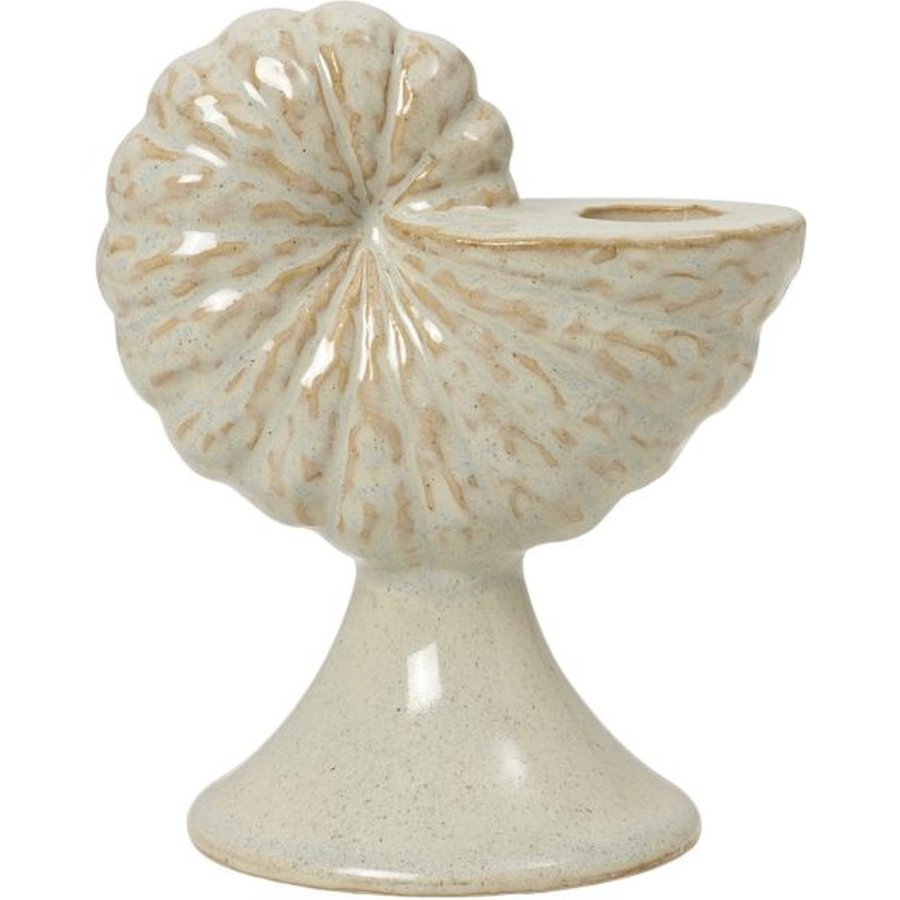 Broste Copenhagen Shelly Lysestage H15 cm, Hvid