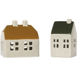 Broste Copenhagen Bo Lichthaus 2er Set, Golden Brown