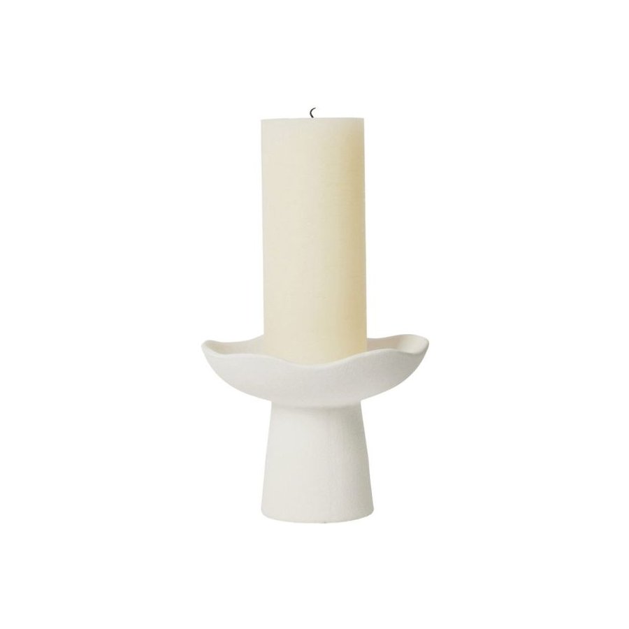 Broste Copenhagen Momo Stumpenkerzenhalter H12 cm, Wei&szlig;