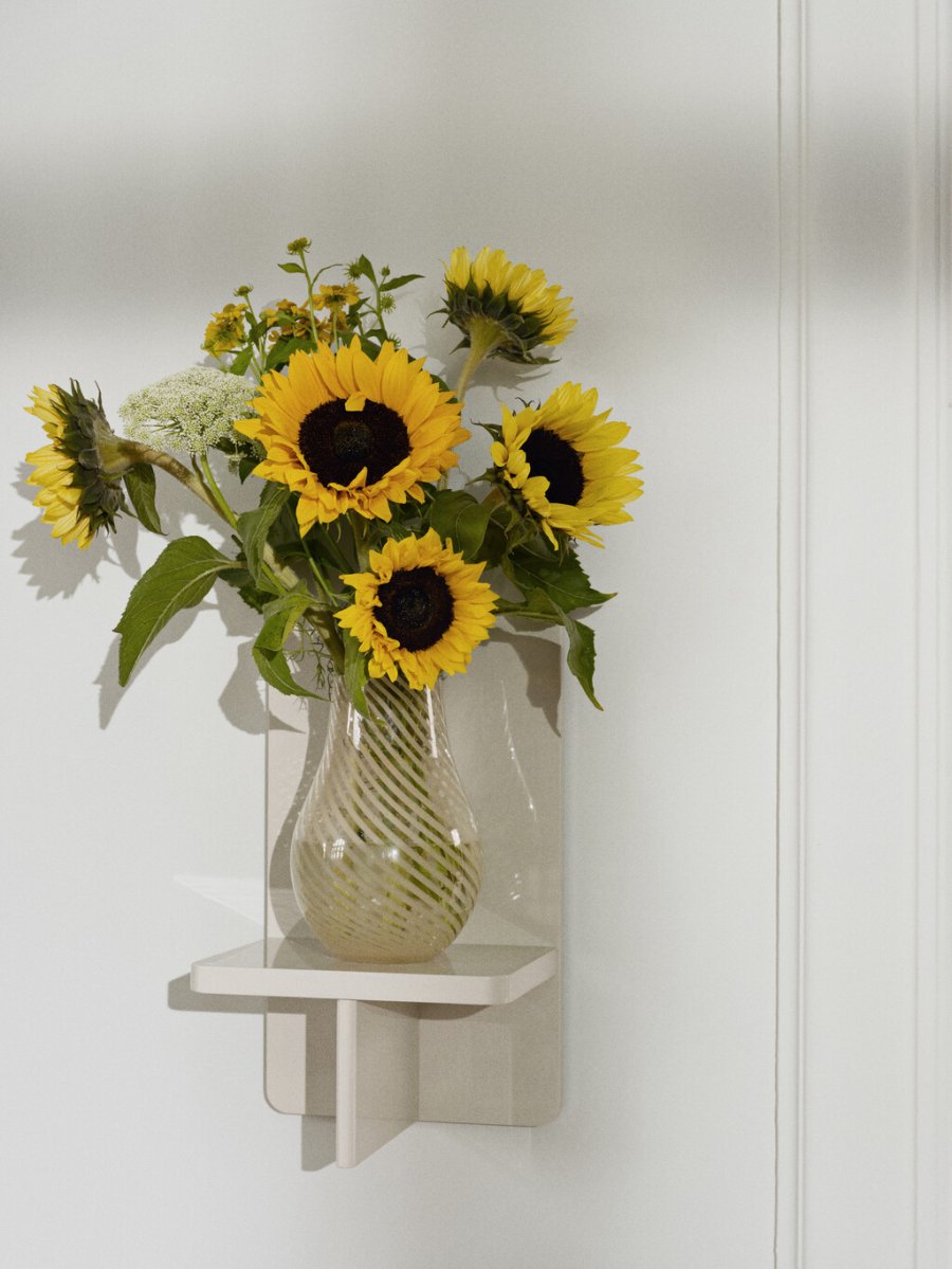 Broste Copenhagen Ada Crossstripe Vase H22,5 cm, Light Yellow