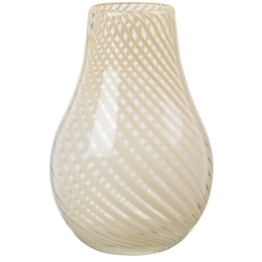 Broste Copenhagen Ada Crossstripe Vase H22,5 cm, Light Yellow