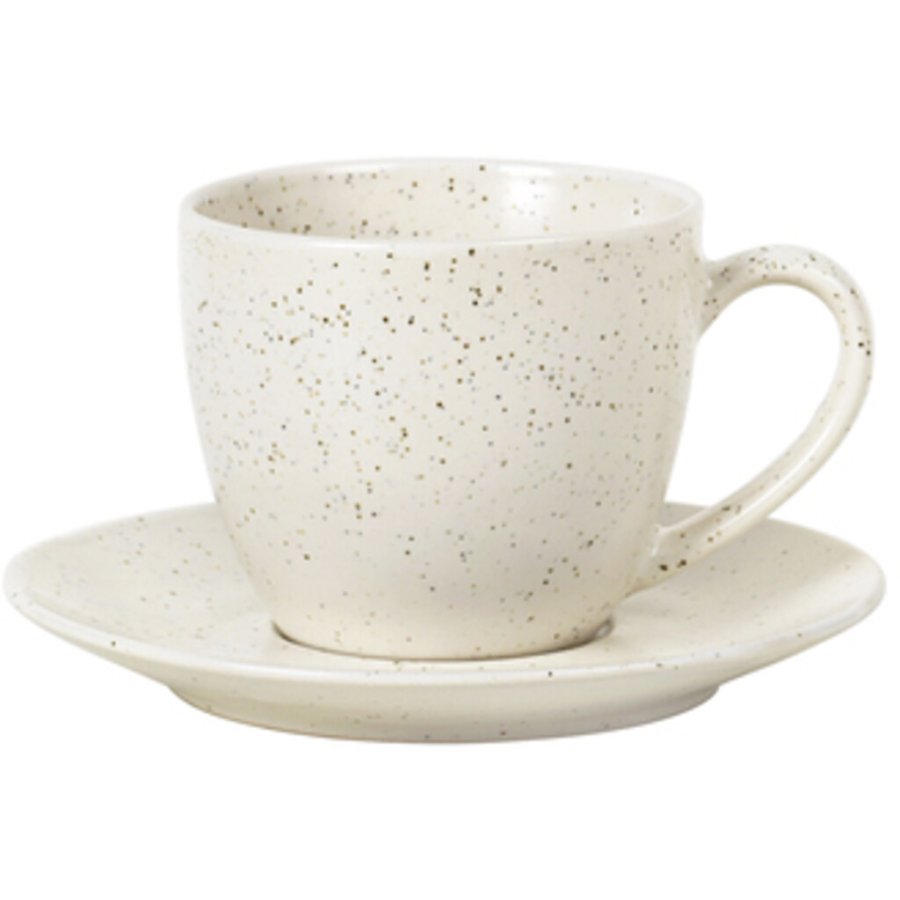 Broste Copenhagen Nordic Vanilla Tasse m. Untertasse 15 cl, Cream w. Grains