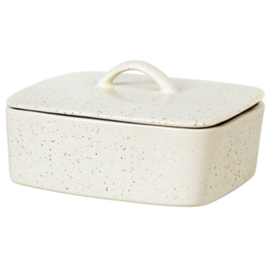 Broste Copenhagen Nordic Vanilla Butterdose mit Deckel 15 cm, Cream w. Grains