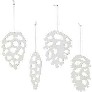 Broste Copenhagen Alba Ornament 4er Set 12 cm, Wei