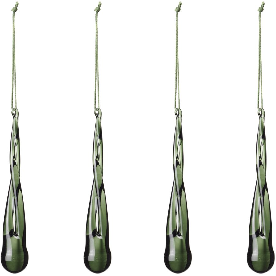 Broste Copenhagen Tear Ornament 4er Set H12 cm, Dark Green