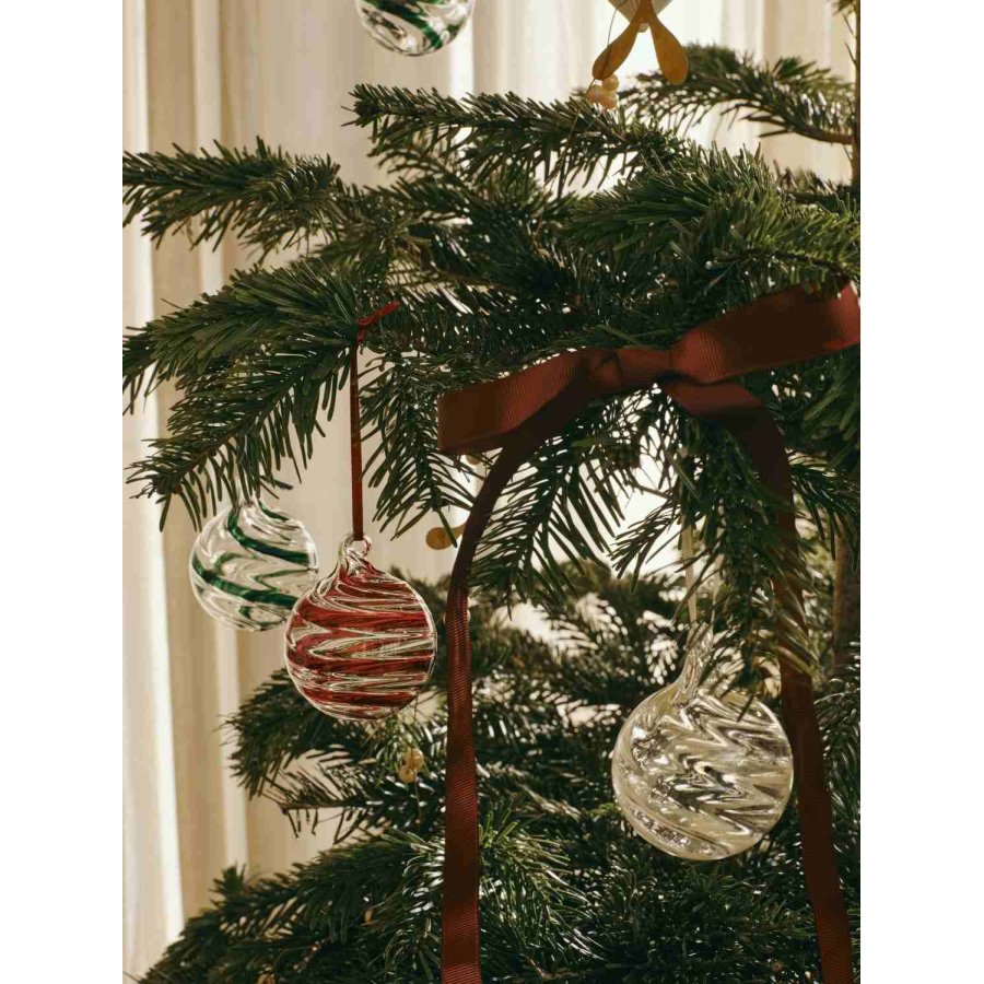 Broste Copenhagen Swirl Ornament 3 stk. �6 cm, R�d