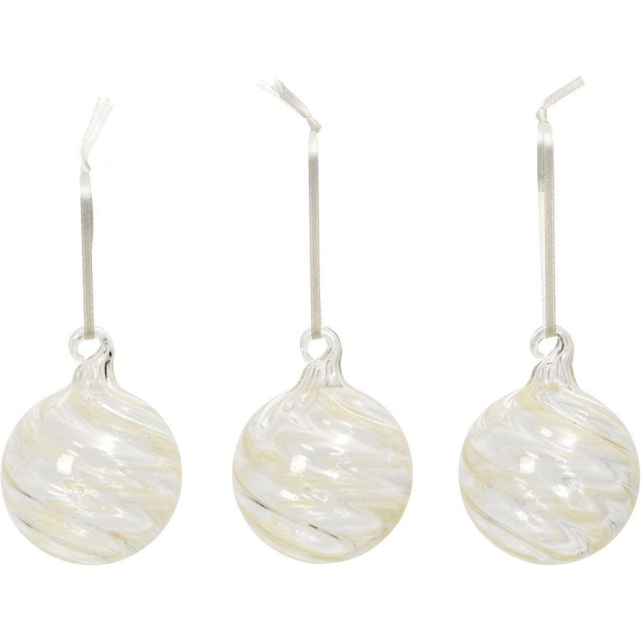 Broste Copenhagen Swirl Ornament 3 stk. �6 cm, Hvid