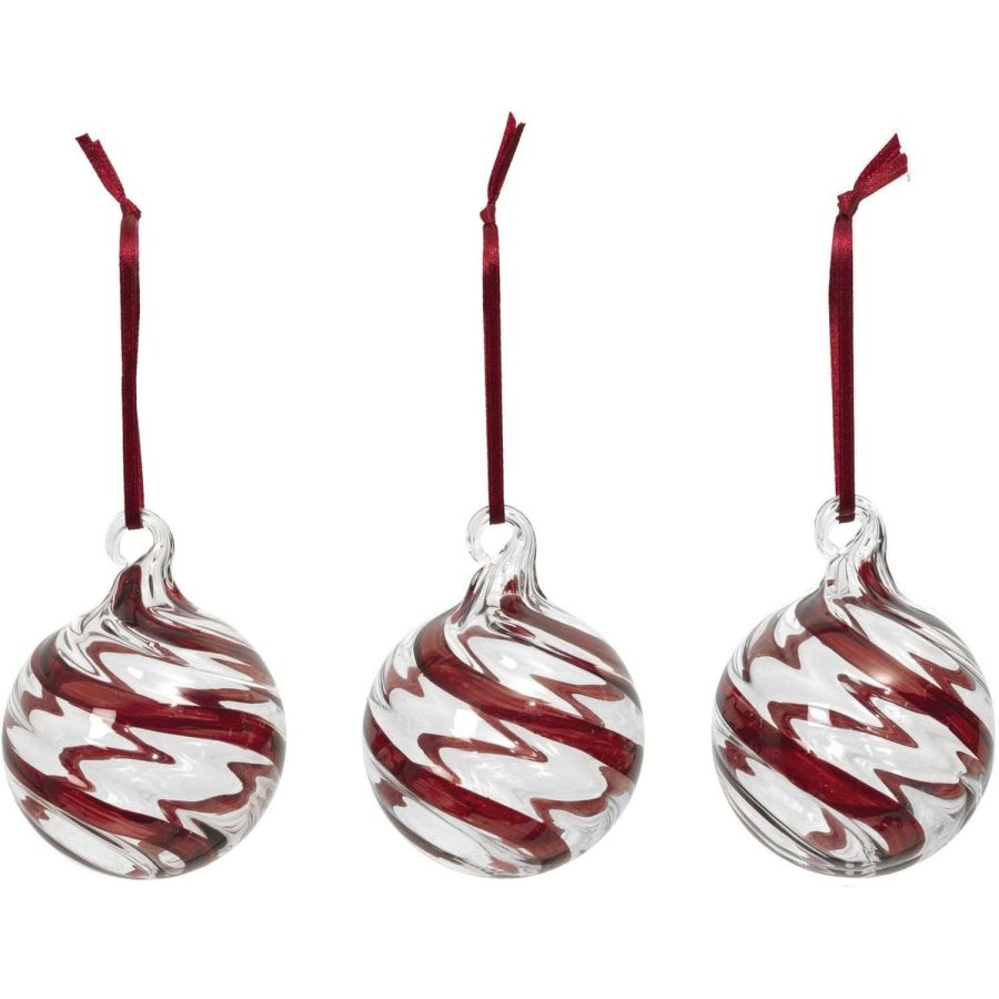 Broste Copenhagen Swirl Ornament 3 stk. �6 cm, R�d