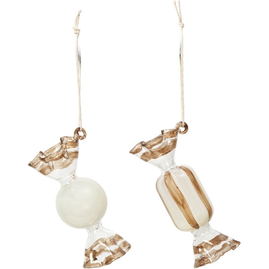 Broste Copenhagen Candy Ornament 2-delige set 9 cm, Beige