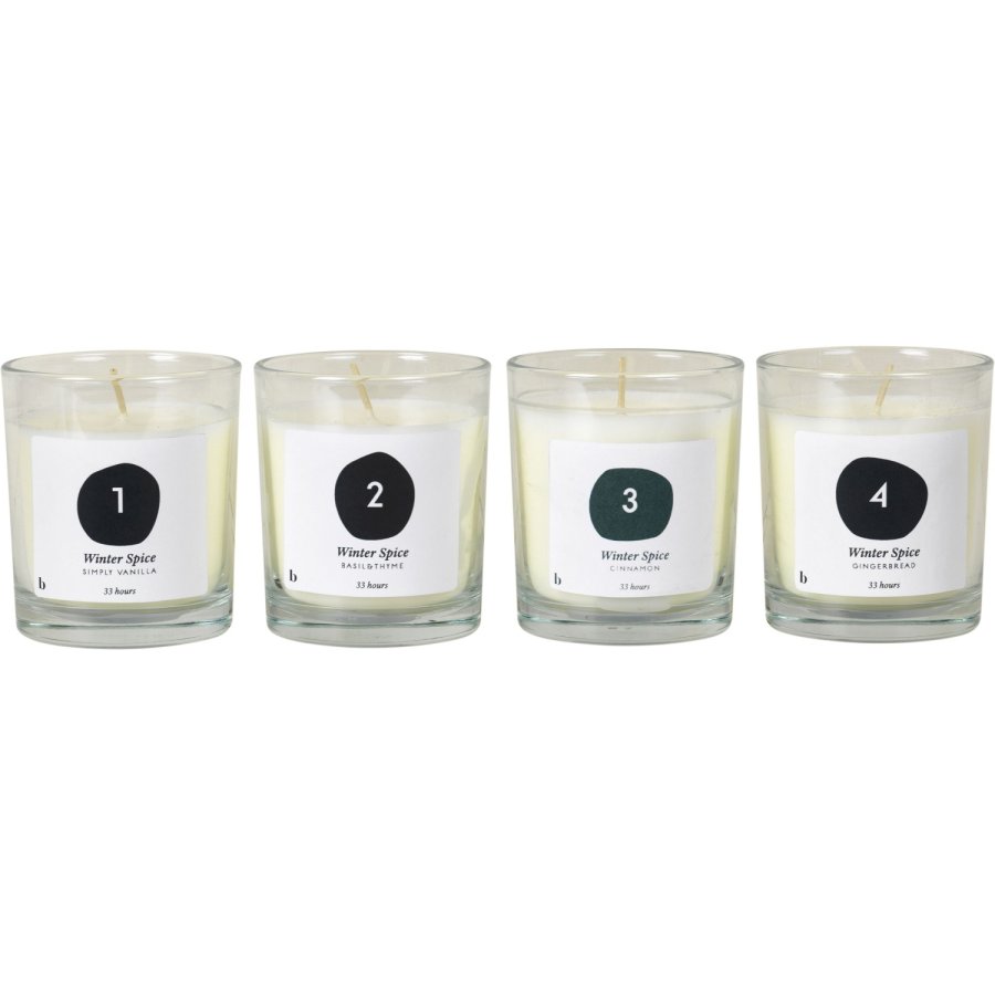 Broste Copenhagen Advent Duftlys 4 stk. 7/H8 cm, Pure White