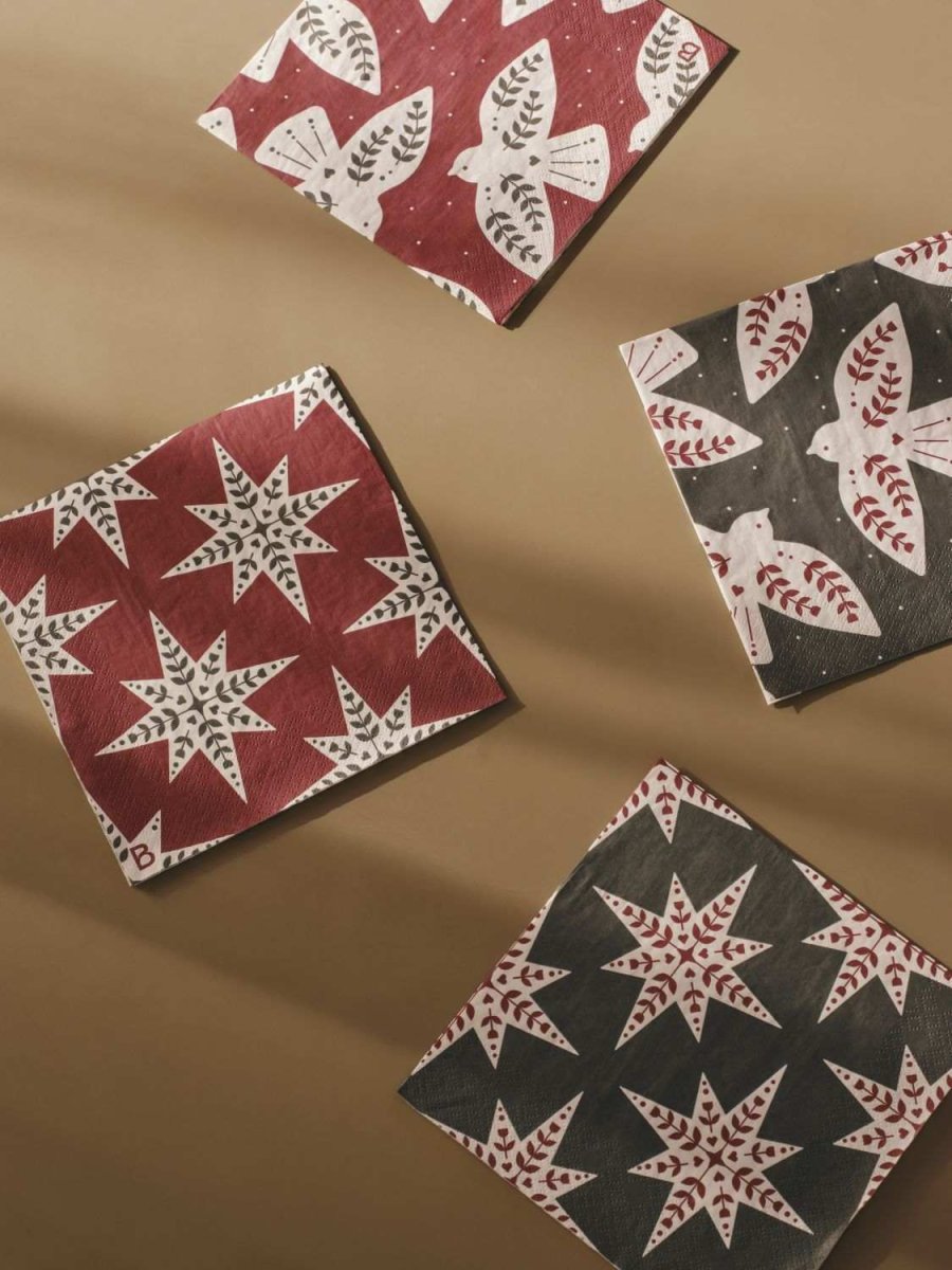 Broste Copenhagen Saga Papieren servet met Sterren 20-delige set 33x33 cm, Groen