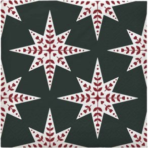 Broste Copenhagen Saga Papirserviet m. Stjerner 20 stk. 33x33 cm, Gr�n