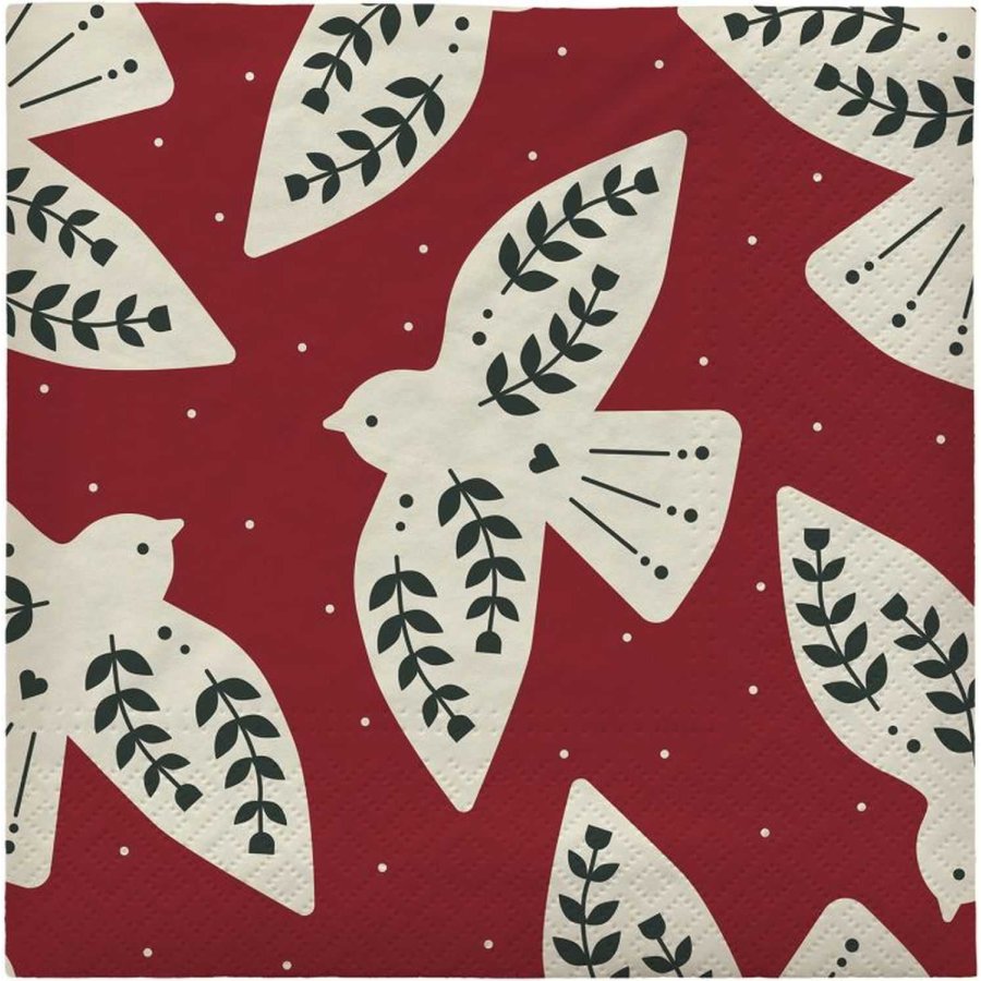 Broste Copenhagen Saga Papieren servet 20-delige set 33x33 cm, Rood