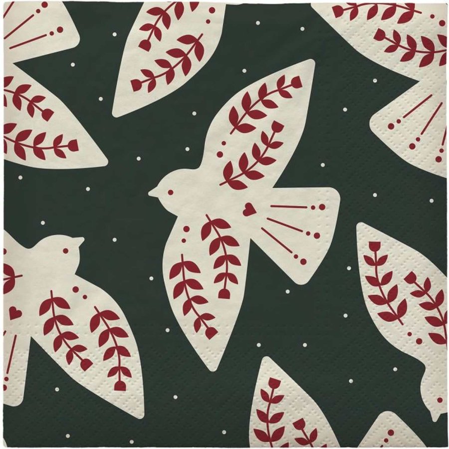 Broste Copenhagen Saga Papieren servet 20-delige set 33x33 cm, Groen