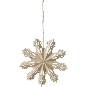 Broste Copenhagen Snowflake Ornament 15 cm, Natural Brown