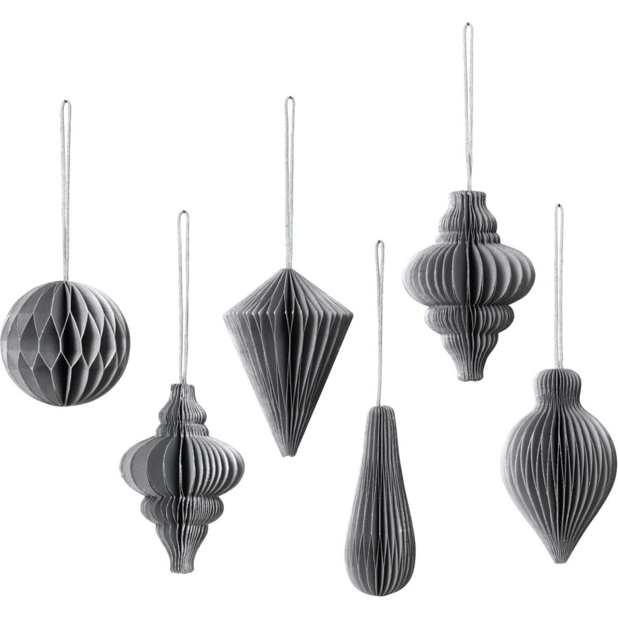 Broste Copenhagen Christmas Mix Ornament 6er Set, Silber