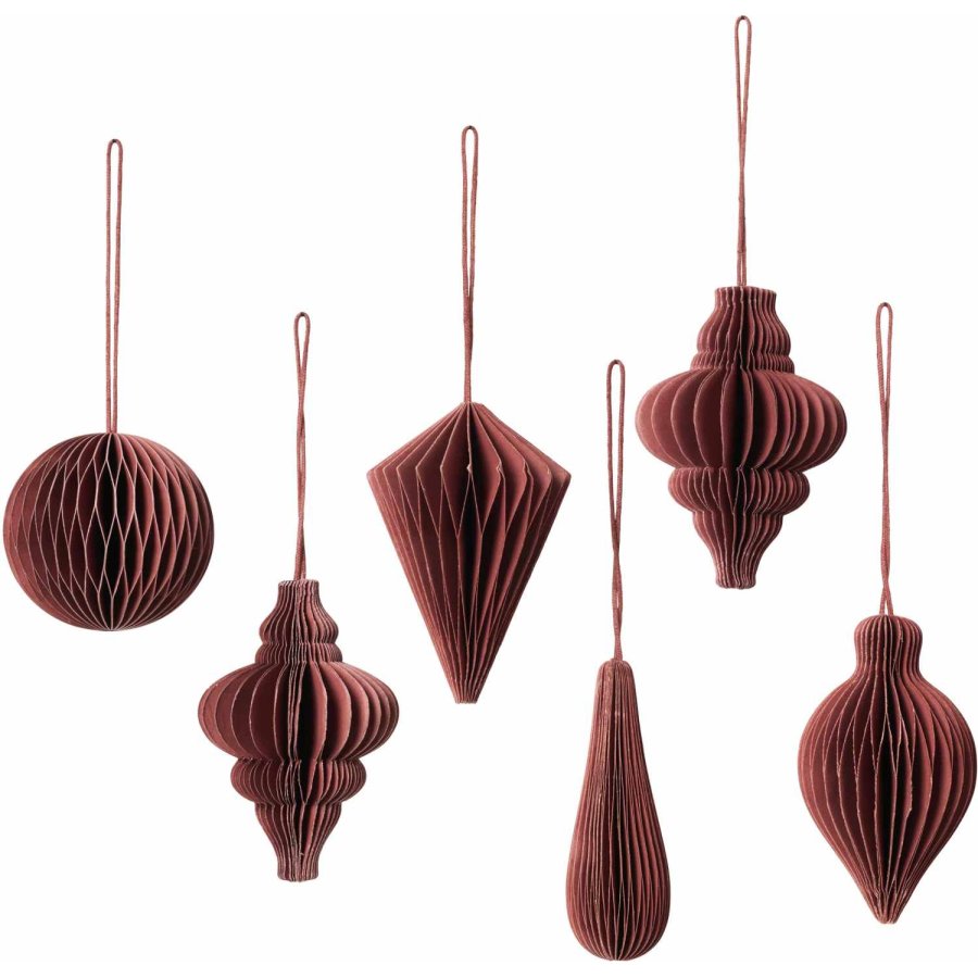 Broste Copenhagen Christmas Mix Ornament 6er Set, Pompeian Red