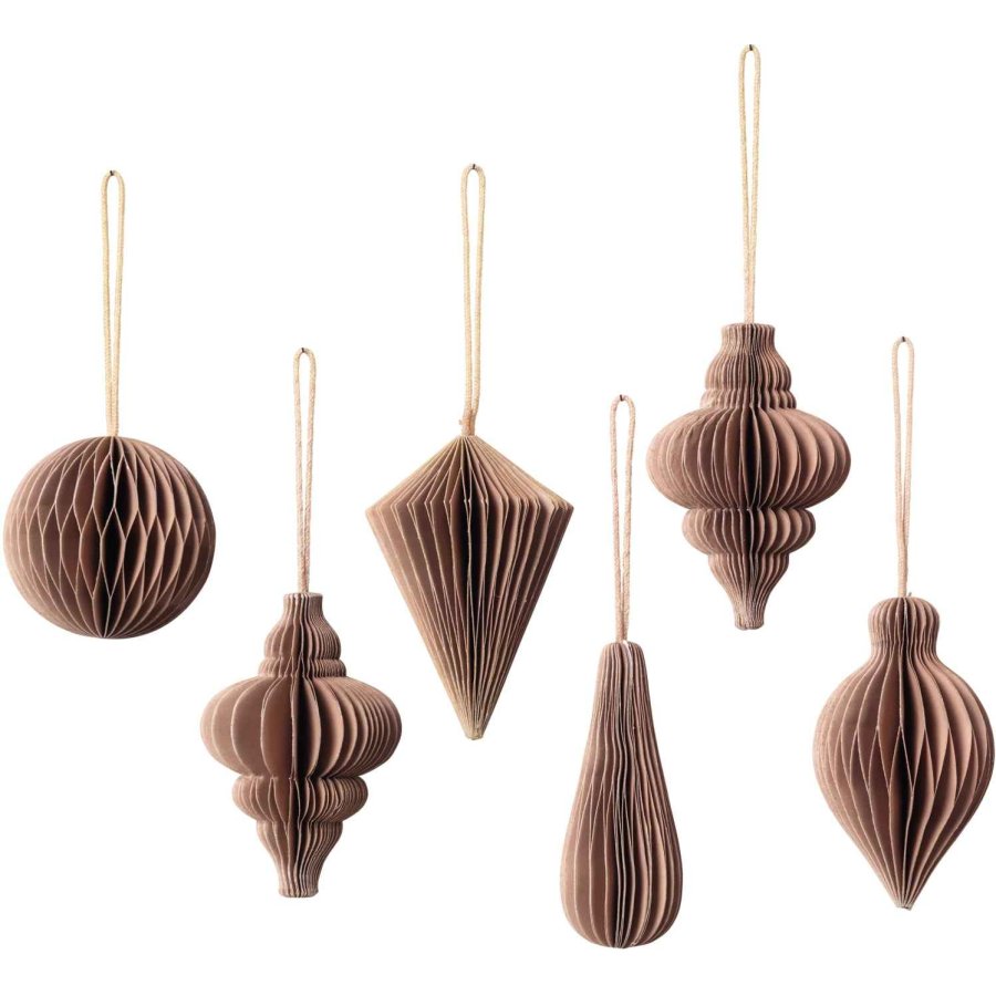 Broste Copenhagen Christmas Mix Ornament 6er Set, Indian Tan