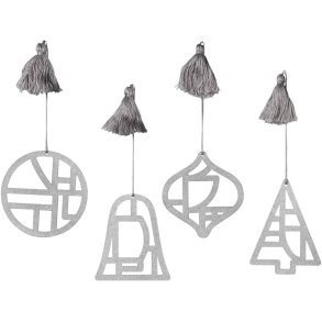 Broste Copenhagen Fili Ornament 4er Set, Silber
