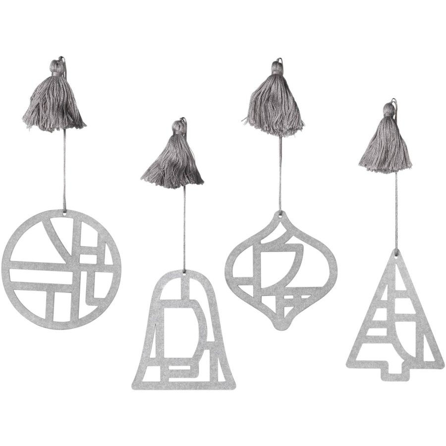 Broste Copenhagen Fili Ornament 4er Set, Silber
