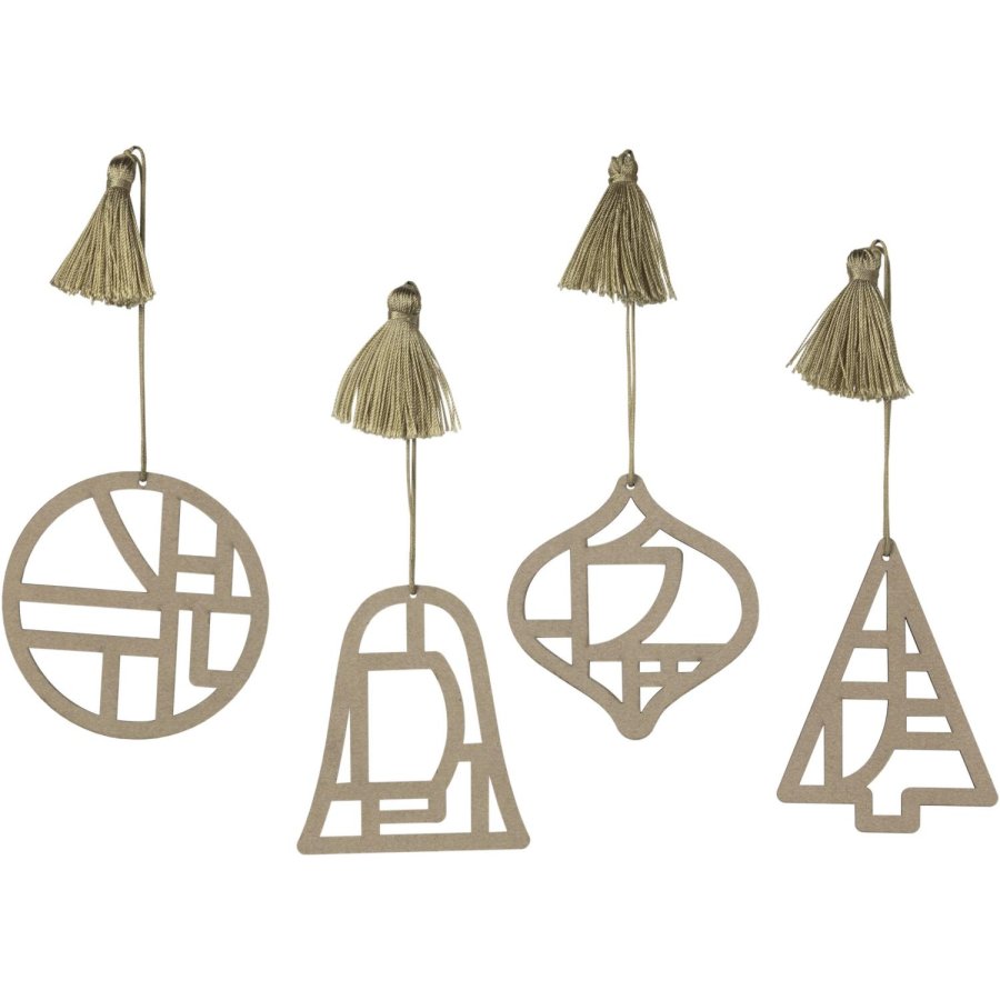 Broste Copenhagen Fili Ornament 4er Set, Natural Brown