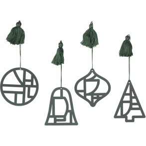 Broste Copenhagen Fili Ornament 4er Set, Deep Forest