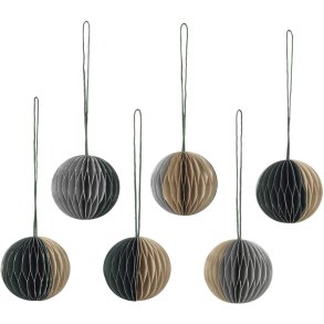 Broste Copenhagen Ball Ornament 6er Set 5 cm, Grn/Silber