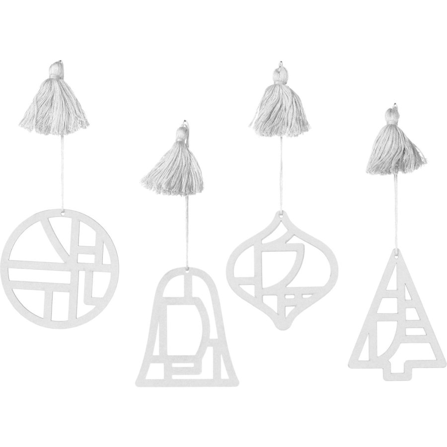Broste Copenhagen Fili Ornament 4er Set 8 cm, Wei