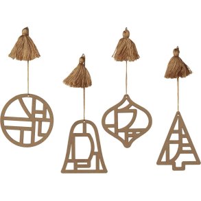 Broste Copenhagen Fili Ornament 4er Set 8 cm, Indian Tan