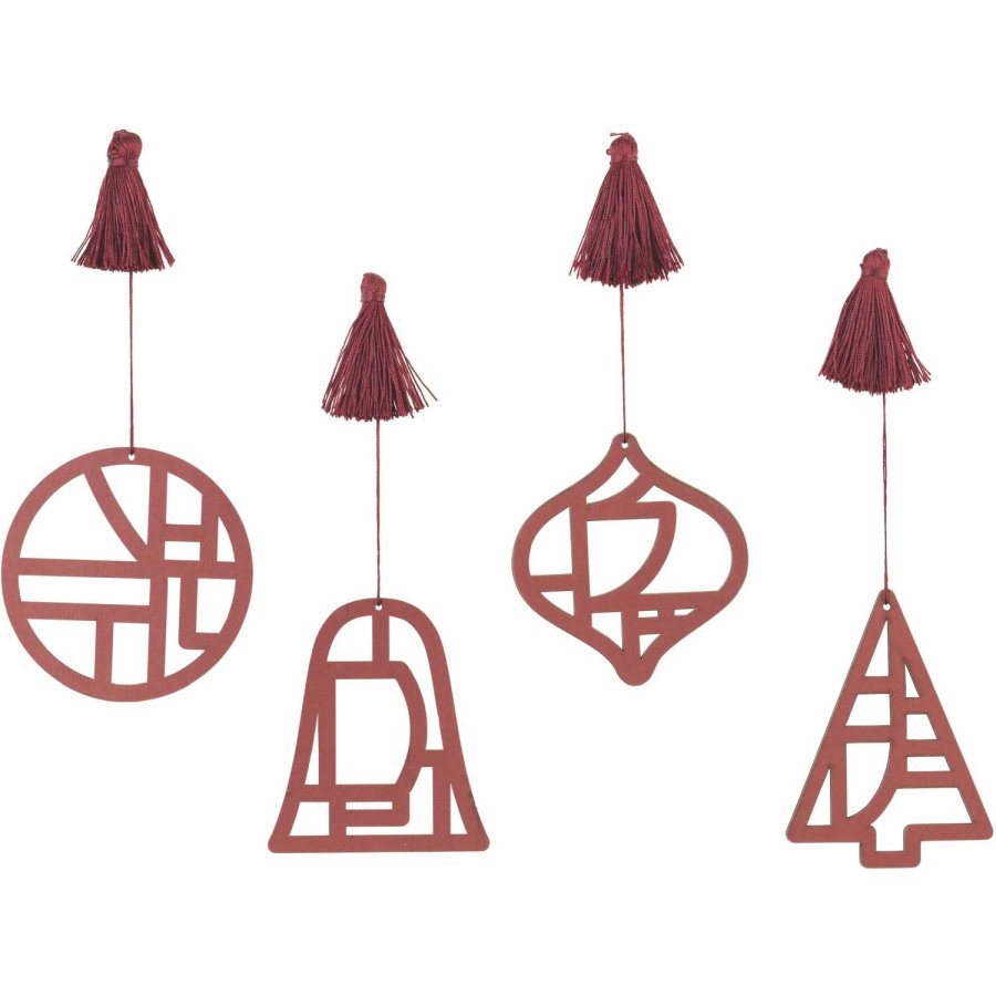 Broste Copenhagen Fili Ornament 4er Set 8 cm, Pompeian Red