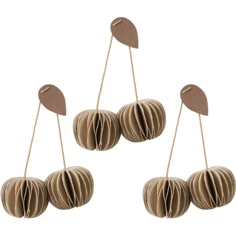 Broste Copenhagen Cherry Ornament 3er Set, Natural Brown